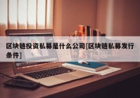 区块链投资私募是什么公司[区块链私募发行条件]